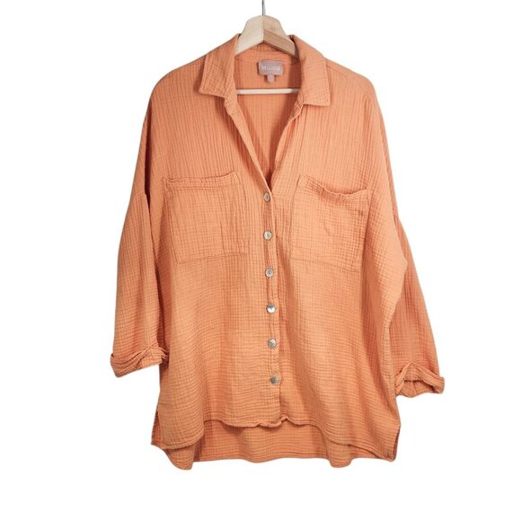 Show Me Your Mumu Womens Button-Up Shirt‎ Medium Peach - Picture 1 of 7